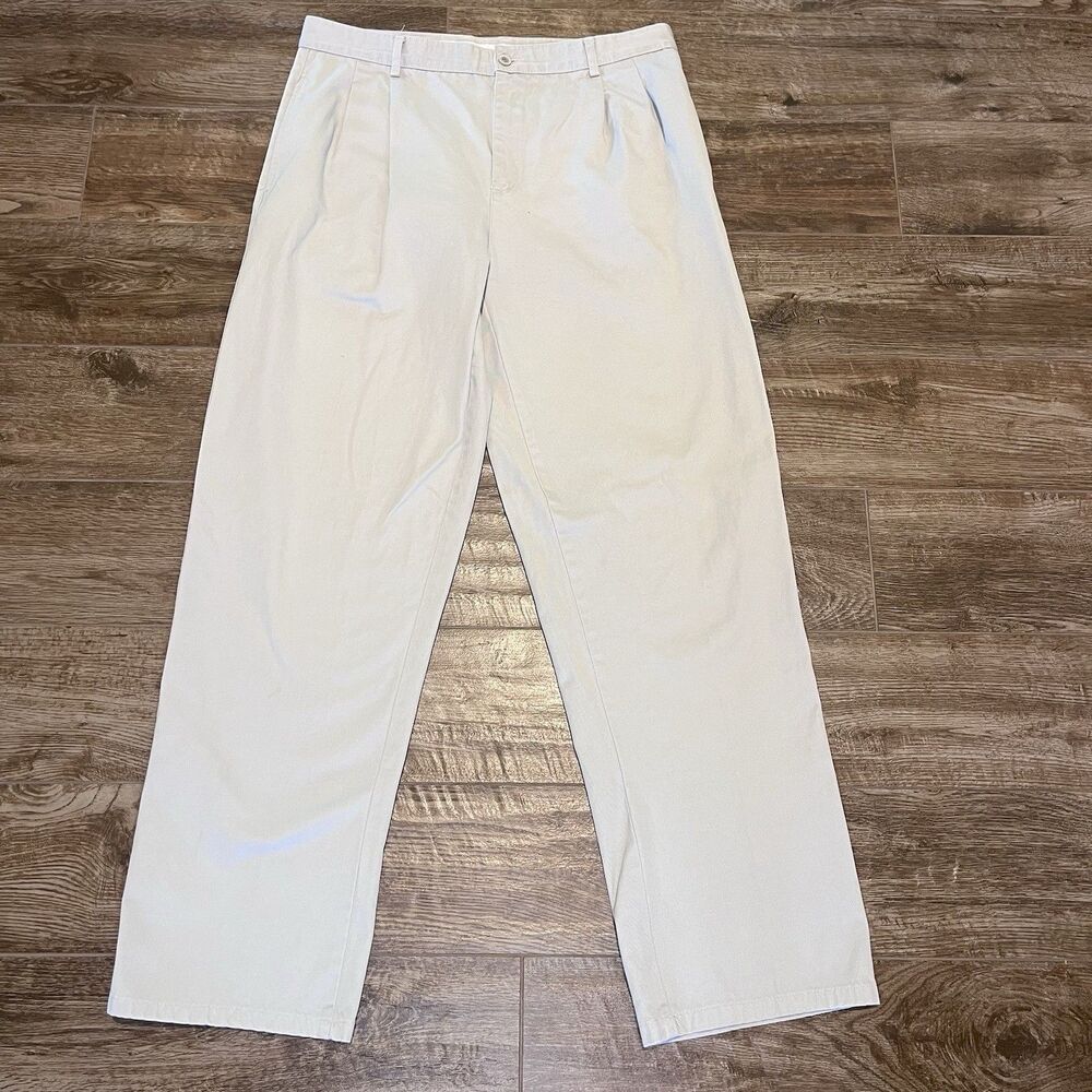 Vintage Polo Ralph Lauren Pants 33x31 Double Pleated Chino Made In USA 90s READ